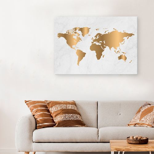 Wereldkaart op canvas (80 x 60 cm)